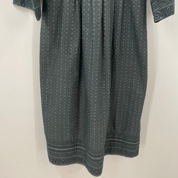 Marimekko 8 Mila Dress Muija Print Vintage 1970s Charcoal Gray Midi Scandinavian - Picture 3 of 11